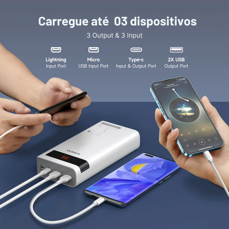 Power Bank 30000 Mah | Powerbank Grande Capacidade | 30W | Premium