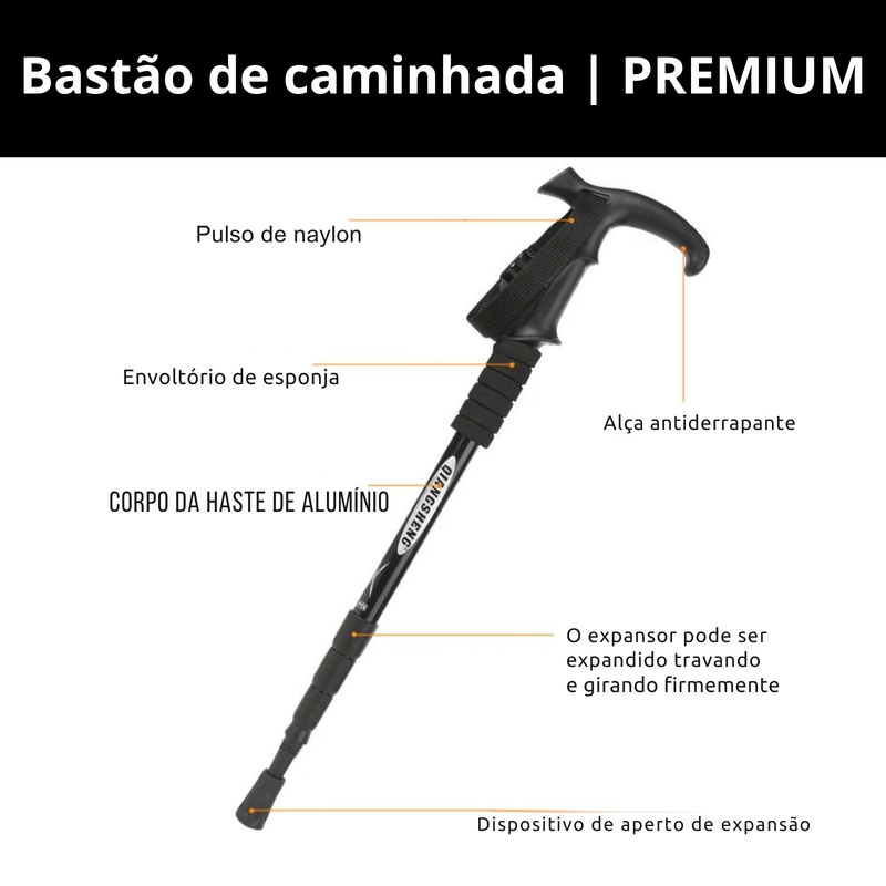 Bastão De Caminhada Com Amortecedor | Bastão Premium