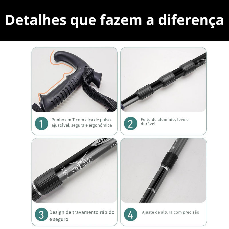 Bastão De Caminhada Com Amortecedor | Bastão Premium