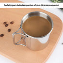 Caneca de Camping 500 ml em Aço Inox 304 — Alças Dobráveis