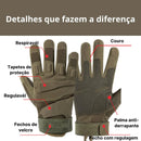 Luvas táticas verdes detalhes