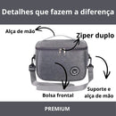 Bolsa térmica cinza detalhes