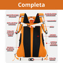 Mochila 40L laranja costas e alças