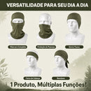 Balaclava verde sob capacete