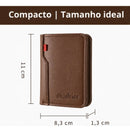 Carteira de couro marrom detalhes