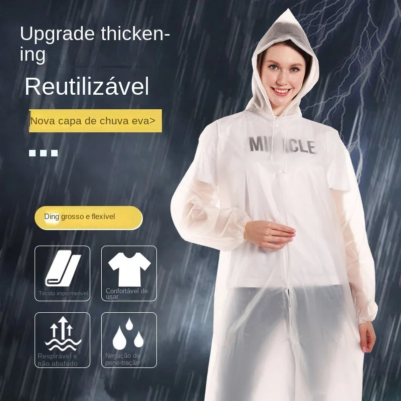 Capa de chuva de alta qualidade, 1 peça, 145*68cm, capa de chuva espessada, à prova d'água, masculina, preta, acampamento, roupa de chuva à prova d'água