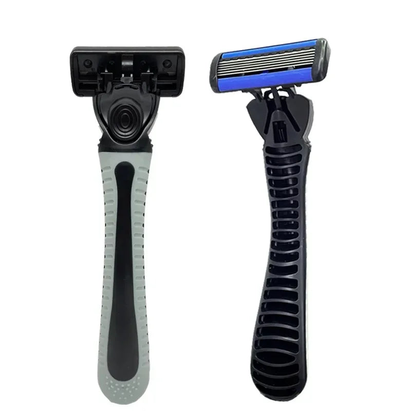 Navalha clássica de segurança com 6 laminas, para homens e mulheres, remoção de pelos, 36 lâminas de barbear, barbeador manual, navalha de segurança