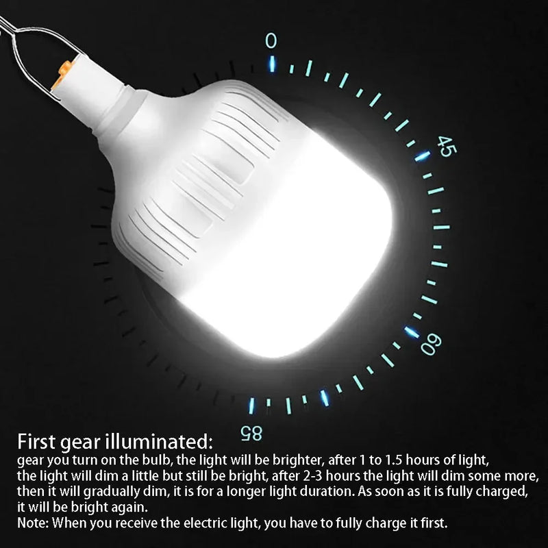 Lâmpada led luz de acampamento recarregável lanternas portáteis lâmpada com gancho