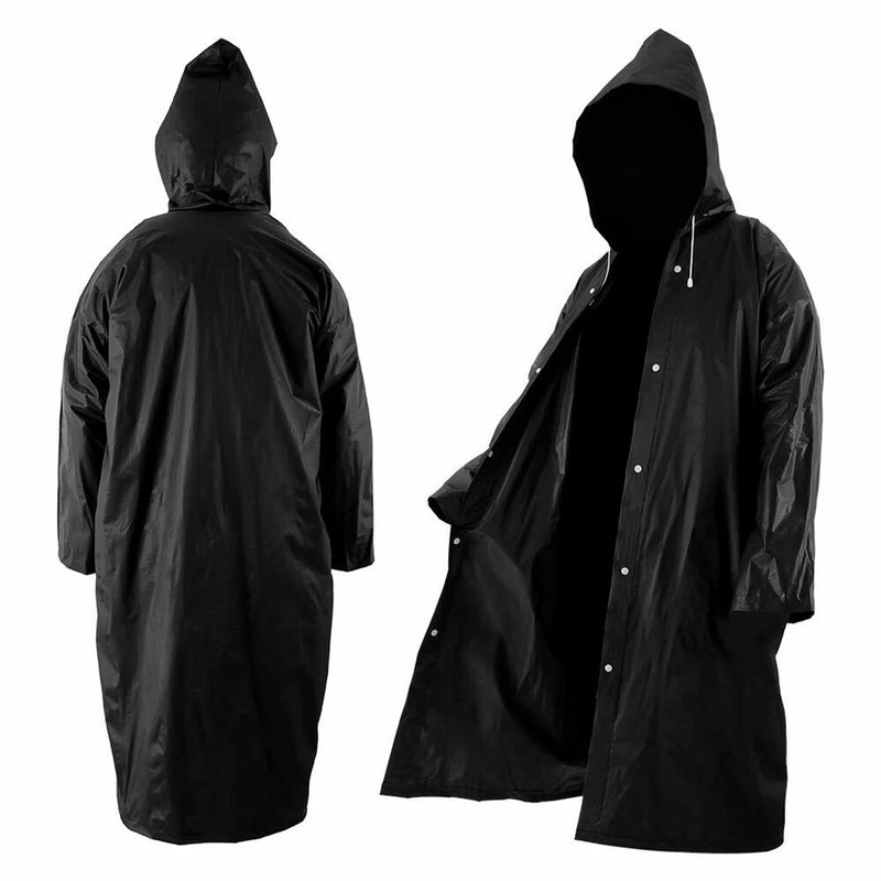 Capa de chuva de alta qualidade, 1 peça, 145*68cm, capa de chuva espessada, à prova d'água, masculina, preta, acampamento, roupa de chuva à prova d'água