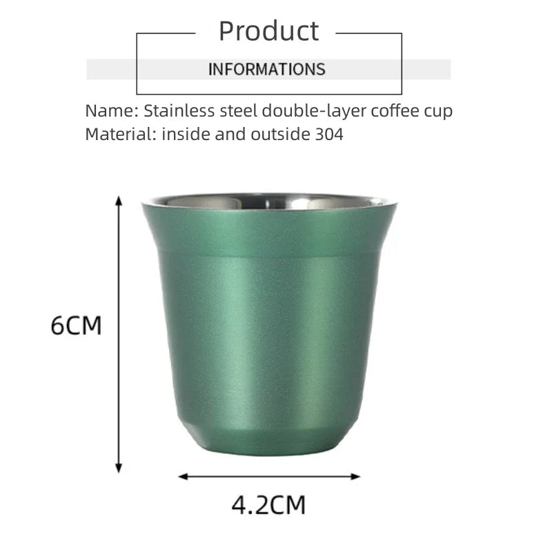 1 copo de 80ml mini xícaras de café de alta qualidade aço inoxidável parede dupla copos de café com isolamento térmico portáteis pequenos