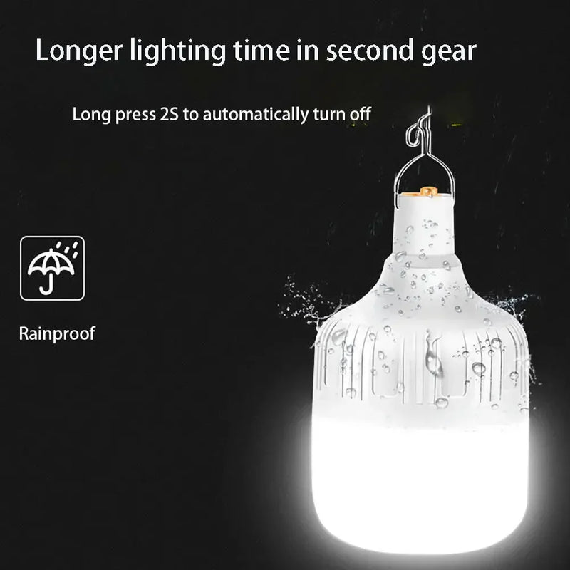 Lâmpada led luz de acampamento recarregável lanternas portáteis lâmpada com gancho