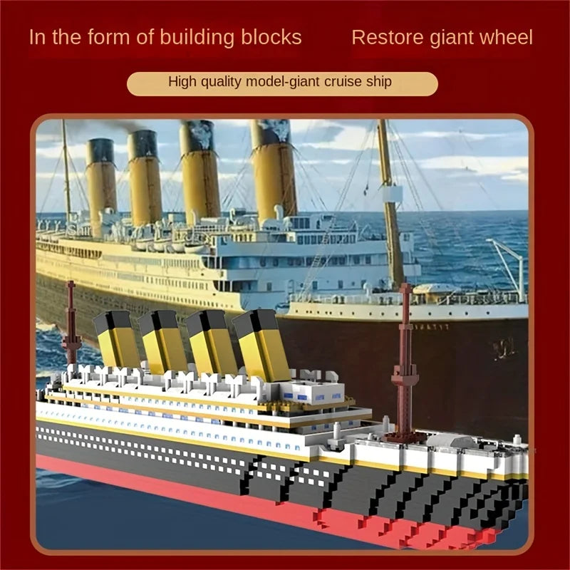 Brinquedo de montagem de blocos de construção Titanic gigante menino menina quebra-cabeça modelo de navio de cruzeiro 607 Peças