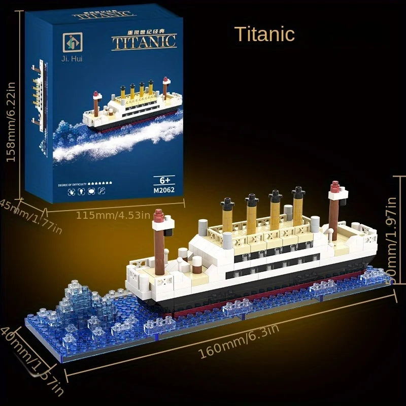 Brinquedo de montagem de blocos de construção Titanic gigante menino menina quebra-cabeça modelo de navio de cruzeiro 607 Peças