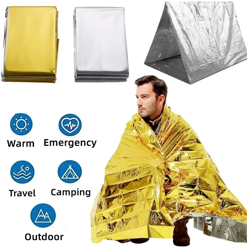 Manta térmica aluminizada cobertor de emergência (03 Unidades)