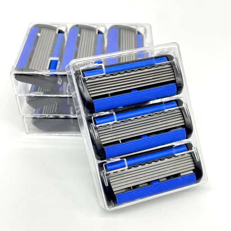 Navalha clássica de segurança com 6 laminas, para homens e mulheres, remoção de pelos, 36 lâminas de barbear, barbeador manual, navalha de segurança