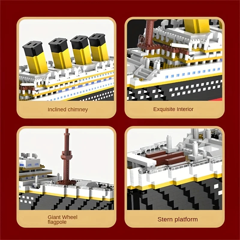 Brinquedo de montagem de blocos de construção Titanic gigante menino menina quebra-cabeça modelo de navio de cruzeiro 607 Peças