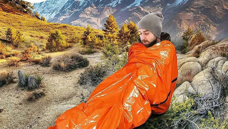 Saco de dormir de emergência ultra impermeável, cobertor mylar térmico leve sobrevivência