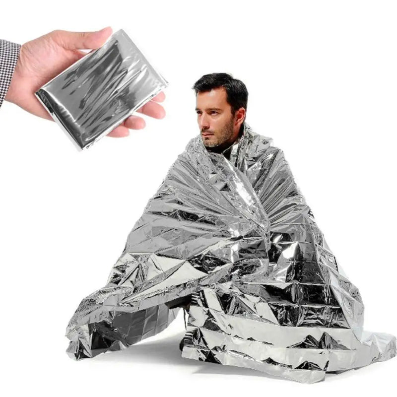 Manta térmica aluminizada cobertor de emergência (03 Unidades)