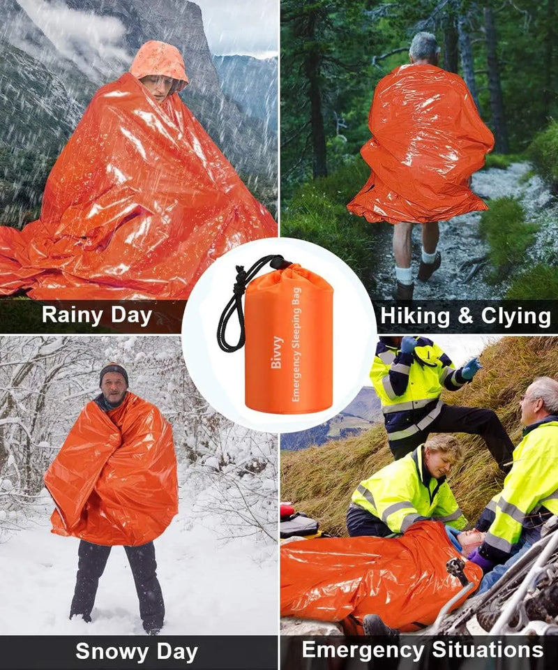 Saco de dormir de emergência ultra impermeável, cobertor mylar térmico leve sobrevivência