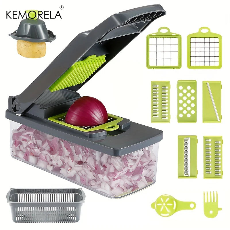 16 em 1 picador multifuncional de vegetais, cebola, batata, ralador de qualidade alimentar, cozinha, fatiador de vegetais