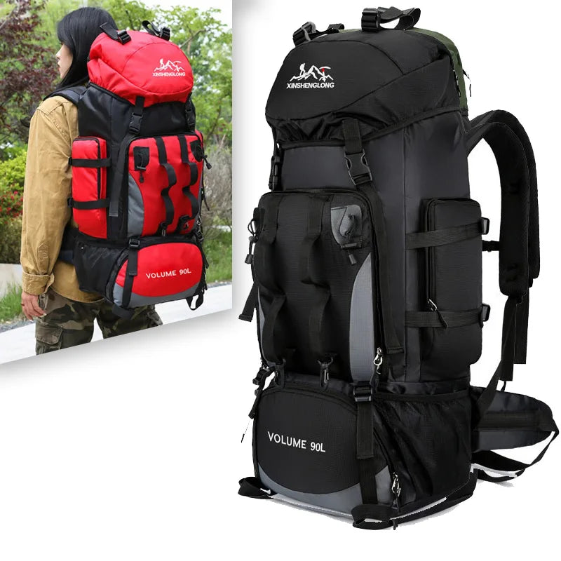 Mochila 90 Litros à prova d`água para caminhadas, acampamento com grande capacidade