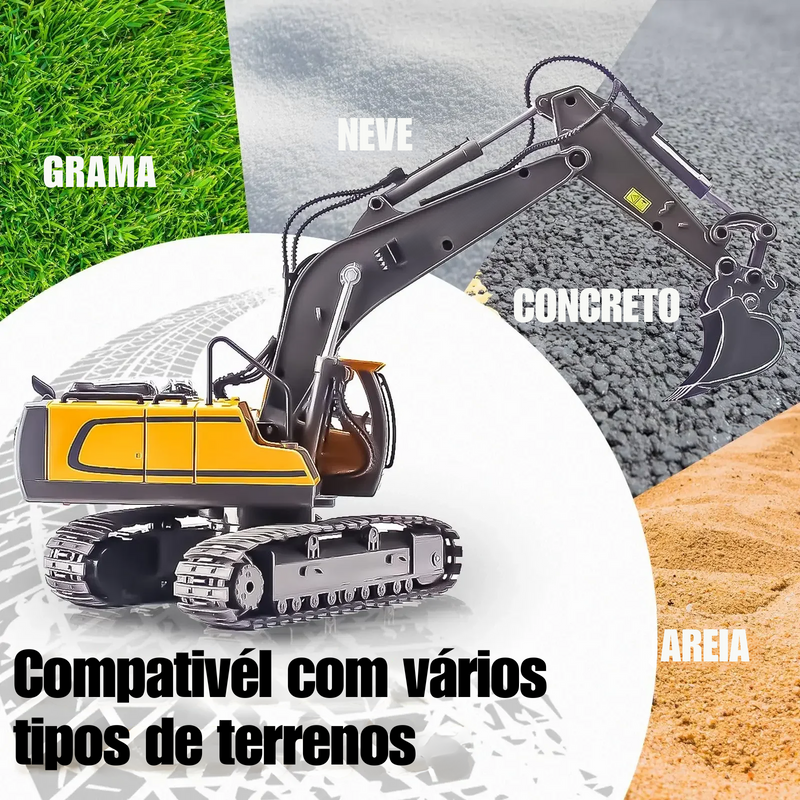 Escavadeira de controle remoto | Brinquedo realista PREMIUM