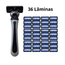 Navalha clássica de segurança com 6 laminas, para homens e mulheres, remoção de pelos, 36 lâminas de barbear, barbeador manual, navalha de segurança